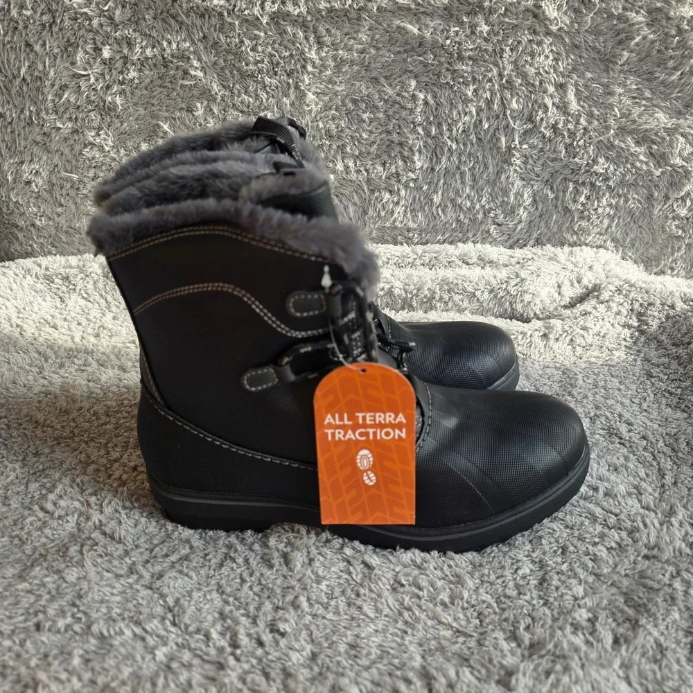 JBU Women's Brisky Round Toe Lace Up Winter Snow Ankle Boots Fleece Lined 9‎ NEW